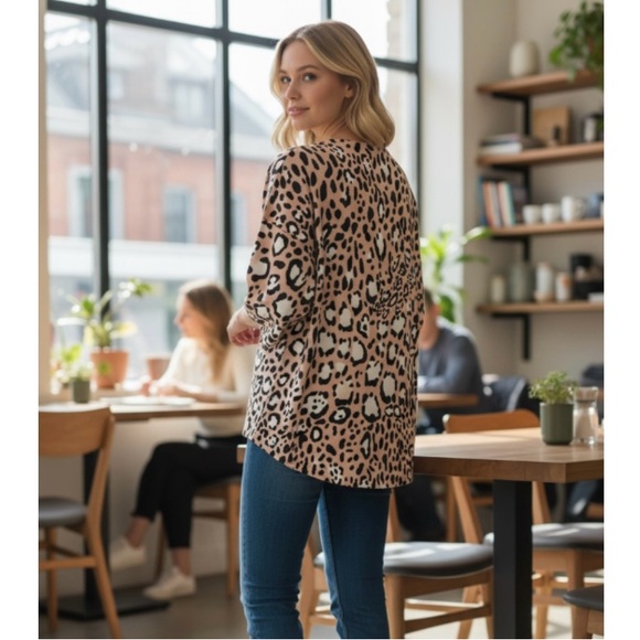 Topshop Animal Print Faux Wrap Top - Picture 4 of 13